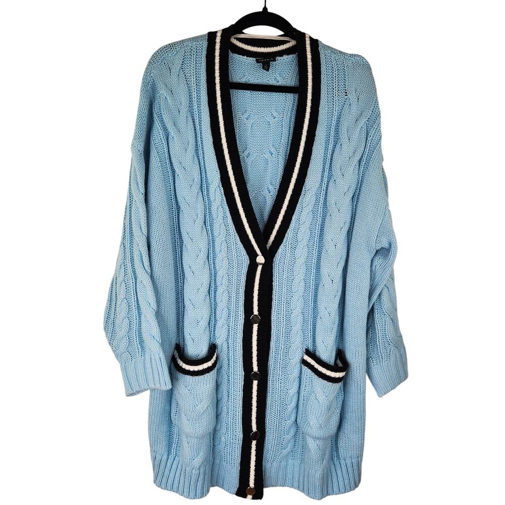 Torrid Blue Knit Long Cardigan Preppy Academia Women's Size 2